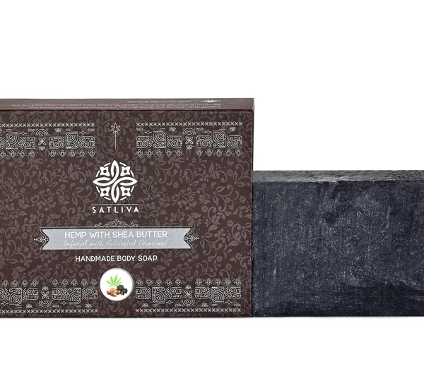 HEMP WITH SHEA BUTTER AND ACTIVATED CHARCOAL BODY SOAP BAR - REDUCES ACNE, BLACKHEADS & REMOVES DEAD CELLS on satliva.com