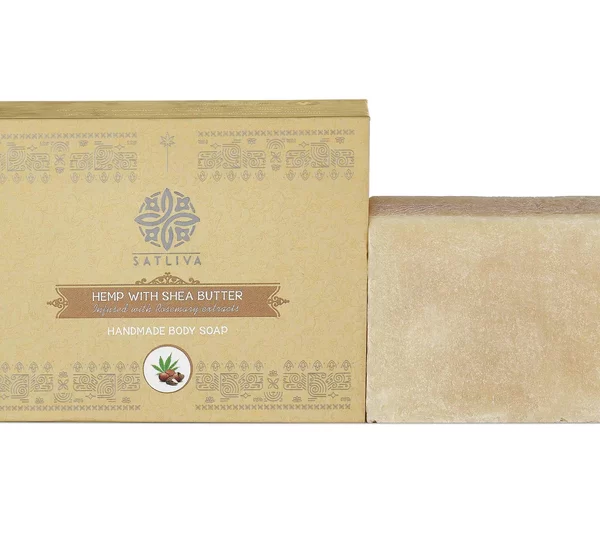 HEMP WITH SHEA BUTTER BODY SOAP BAR - TONES SKIN, CONTROLS DRYNESS & CLEARS CLOGGED PORES on satliva.com on satliva.com